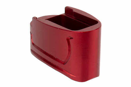 Tyrant Designs M&P Shield Mag Extension features a red anodized finish